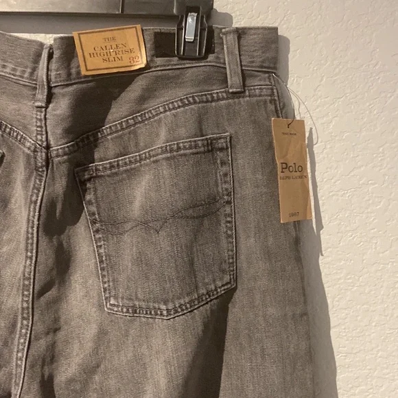 POLO RALPH LAUREN GREY HIGH WAIST SLIM
STRAIGHT CROP JEANS Size 32 NWT - Picture 12 of 15